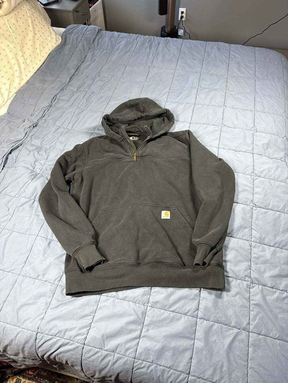 Carhartt Rain Defender Quarter-Zip Hoodie, Loose Fit, Green, Men's Large Tall